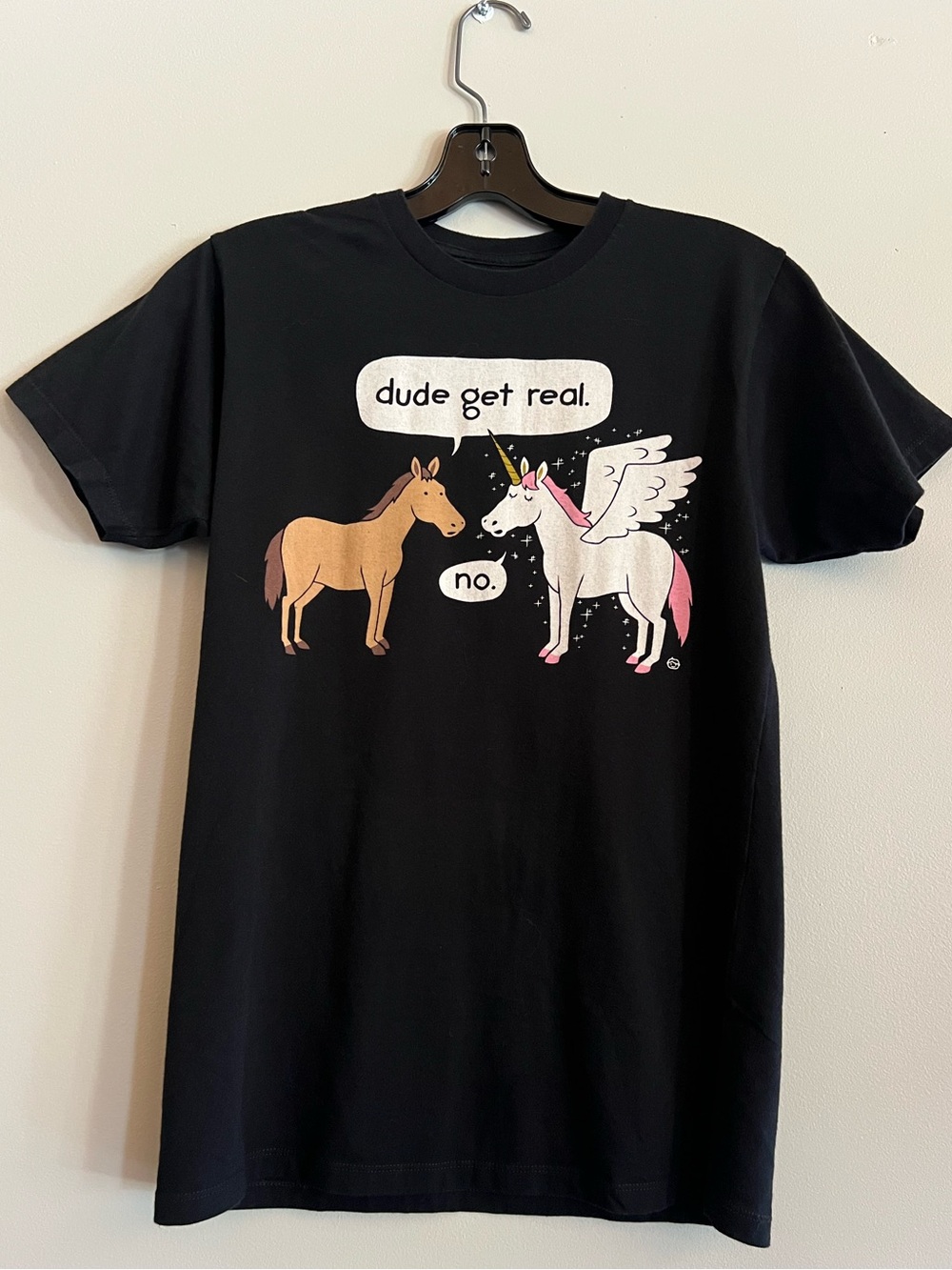 Black Matter By Goodie Two Sleeves Get Real Unicorn Horse Graphic T-Shirt Black